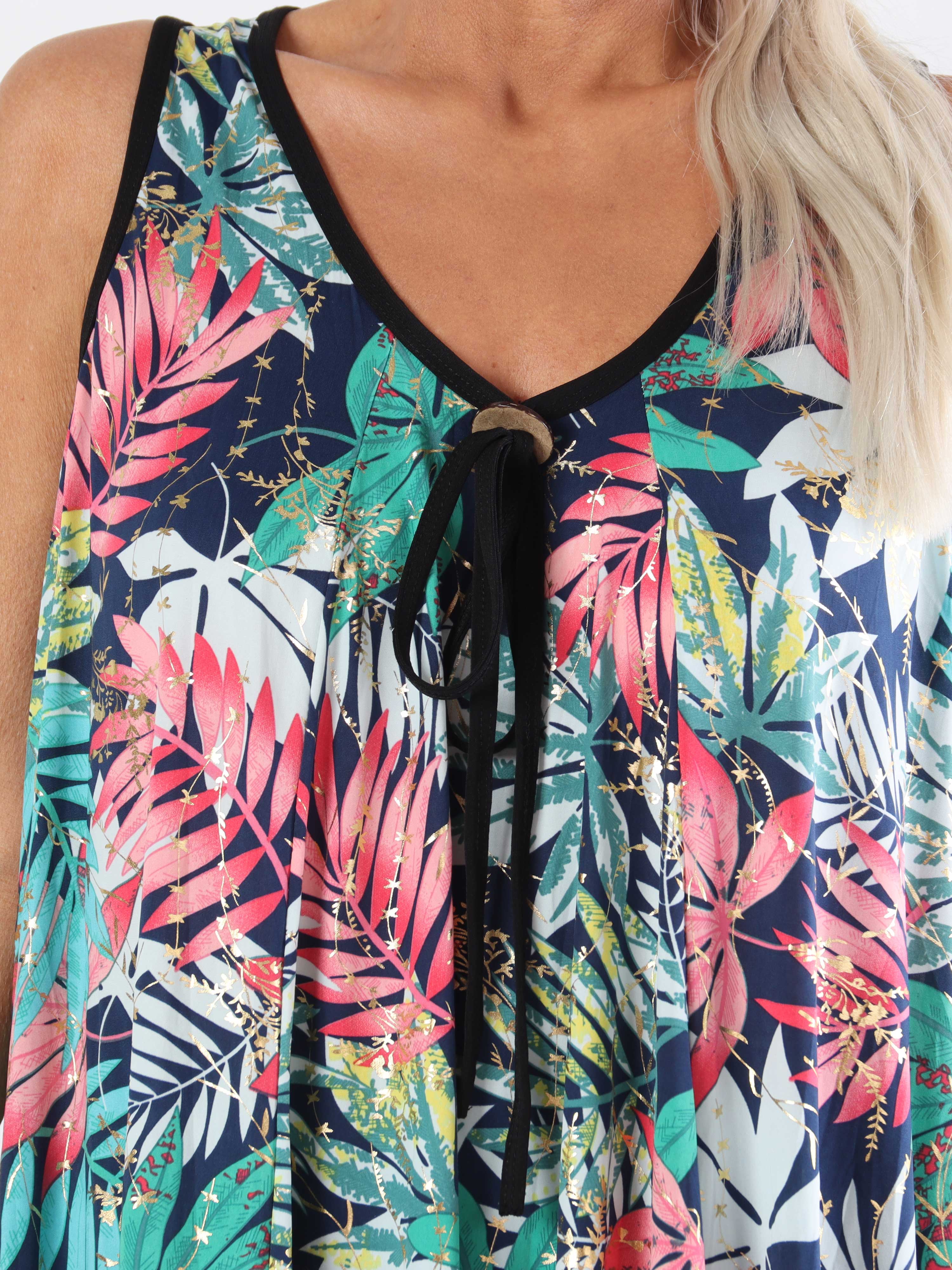 Palma Leaf - Lång mönstrad plus size-tunika i stretchigt tyg